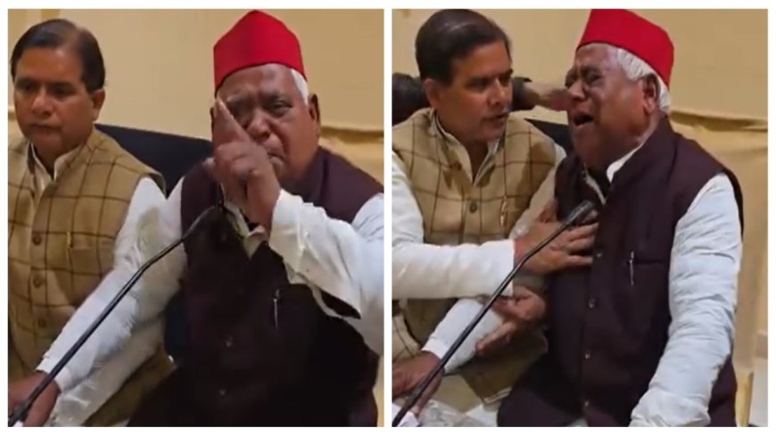 दलित युवती हत्याकांड़ः प्रेसवार्ता के दौरान रो पड़े सपा सांसद अवधेश प्रसाद